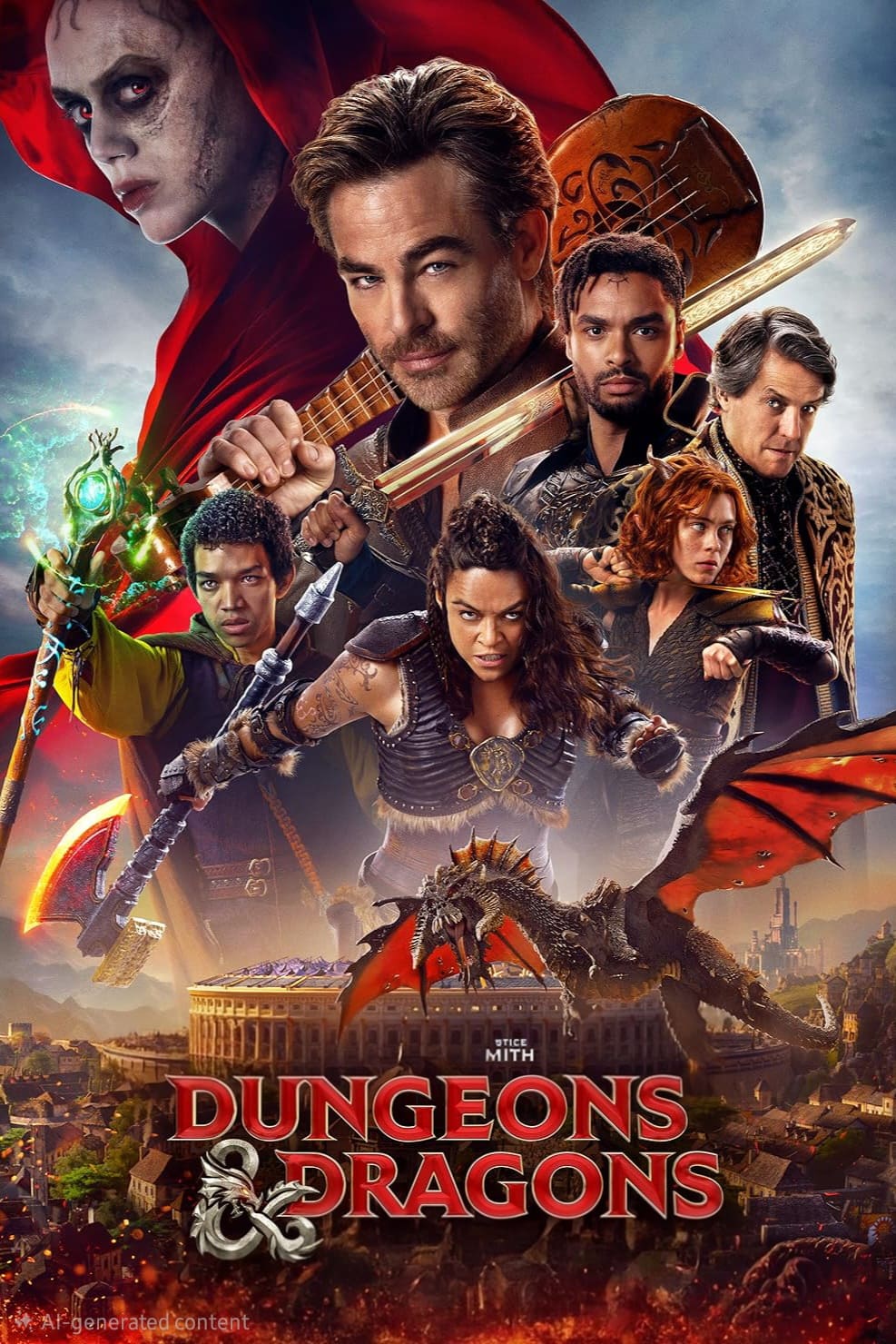 Eine Gruppe von Fantasy-Helden, darunter ein Barde, ein Krieger und ein Zauberer, stellt sich einem Drachen und bedrohlichen Feinden, während unten der Titel „Dungeons & Dragons: Honor Among Thieves“ zu lesen ist – ein spannendes Abenteuer, das das Publikum ebenso in seinen Bann zieht wie die Entdeckung neuer Welten über IPTV Kaufen.